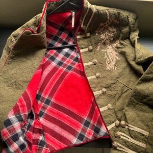 Free People Moss Green Lauren Band Embroidered Military Jacket Size XSmall